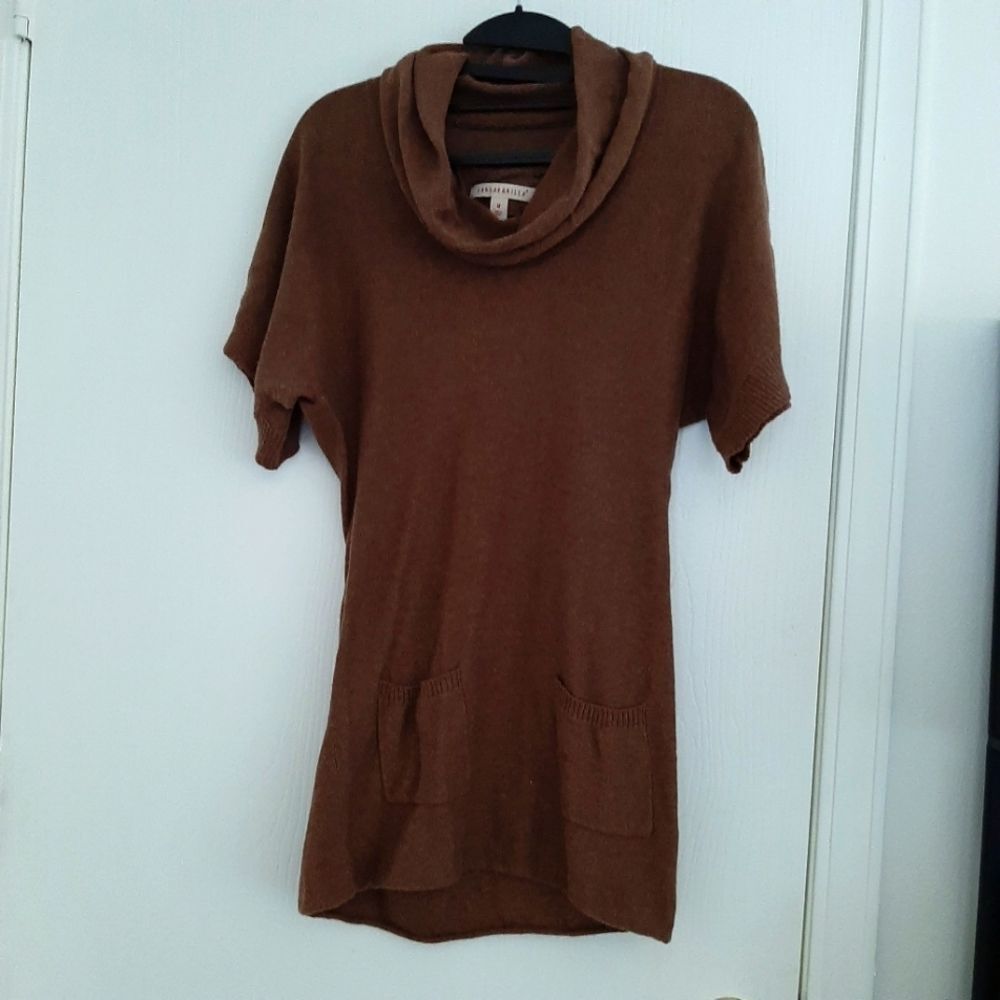 Sarsaparilla Cowl Neck Long Lined Patch pockets Brown size medium